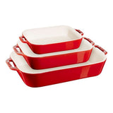 Nestable Cherry Non-Stick Ceramic Rectangular Baking Dish Set, 3-pc
