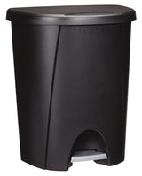 Plastic D-Shaped Step Garbage Can, Black, 25-L