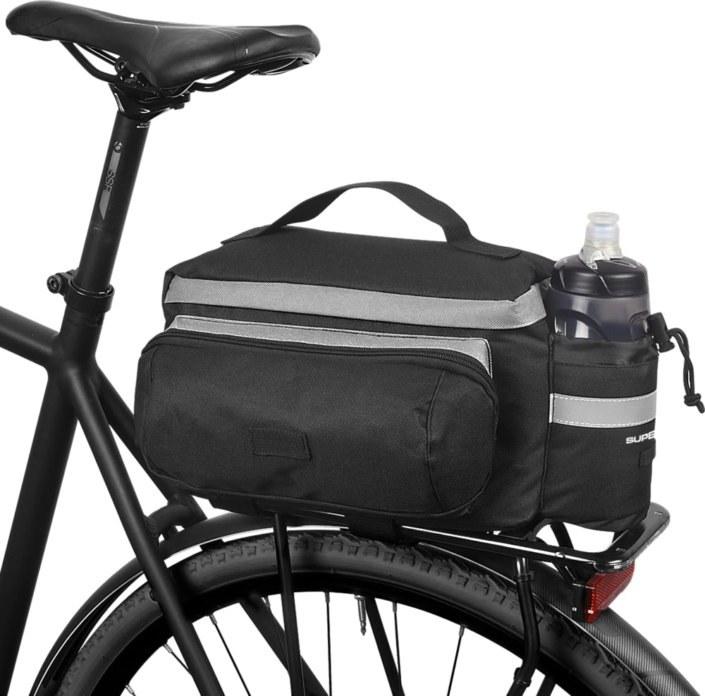 Rack Top Bike Bag withAluminum Foil & Reflective Strip, 8L, Black