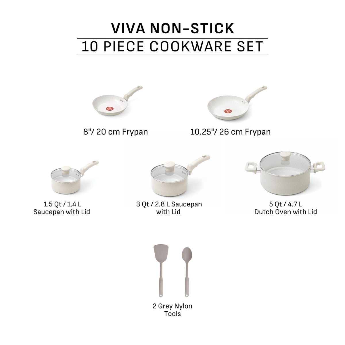 Beige 10-Piece Non-Stick Set, Beige