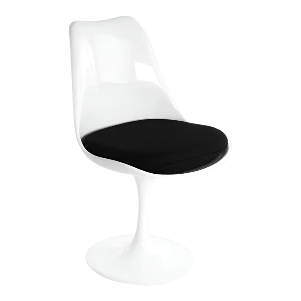 Tulip Armless Dining Chair, Fiberglass, Black