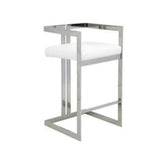 White Cushioned Harvey Stool with Silver Frame