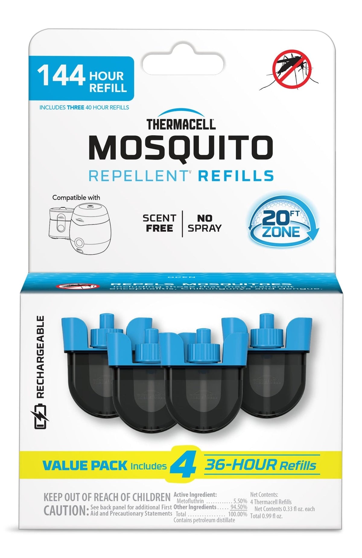 E-ZoneGuard Rechargeable Mosquito Repellent Refill 144-Hour Pack