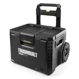 Portable Modular Plastic/Metal Rolling Tool Box with Handle and Inner Tray, IP65-Rated, Black