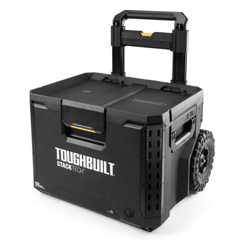 Portable Modular Plastic/Metal Rolling Tool Box with Handle and Inner Tray, IP65-Rated, Black P3514