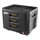 XL 3-Drawer Auto-Locking Portable Modular Tool Box, Black