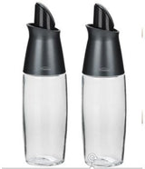Glass Automatic Oil Bottle Dispenser Set, 2-pc, Clear