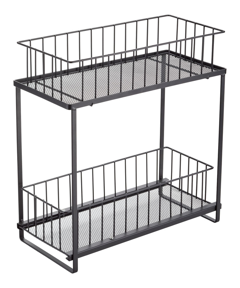 2-Tier Shower Organizer with Slide Out Basket, Black M2532