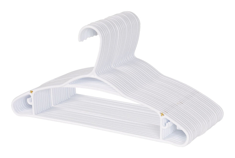 Plastic Hangers, Slim, White, 24-pk A53