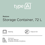 type A Stackable Storage Box with Lid, 72-L, Blue