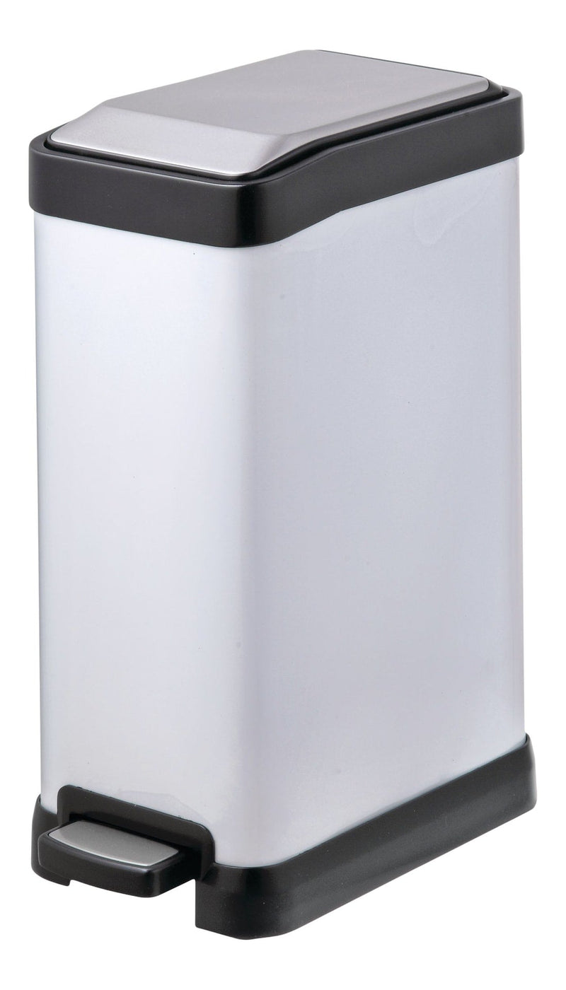 White Stainless Steel Rectangular Step Garbage Can, 8-L S6794