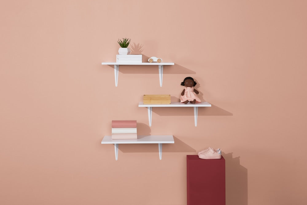 type A Wooden Floating Wall Shelf Board, White, 12 x 24-in