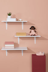 type A Wooden Floating Wall Shelf Board, White, 12 x 24-in