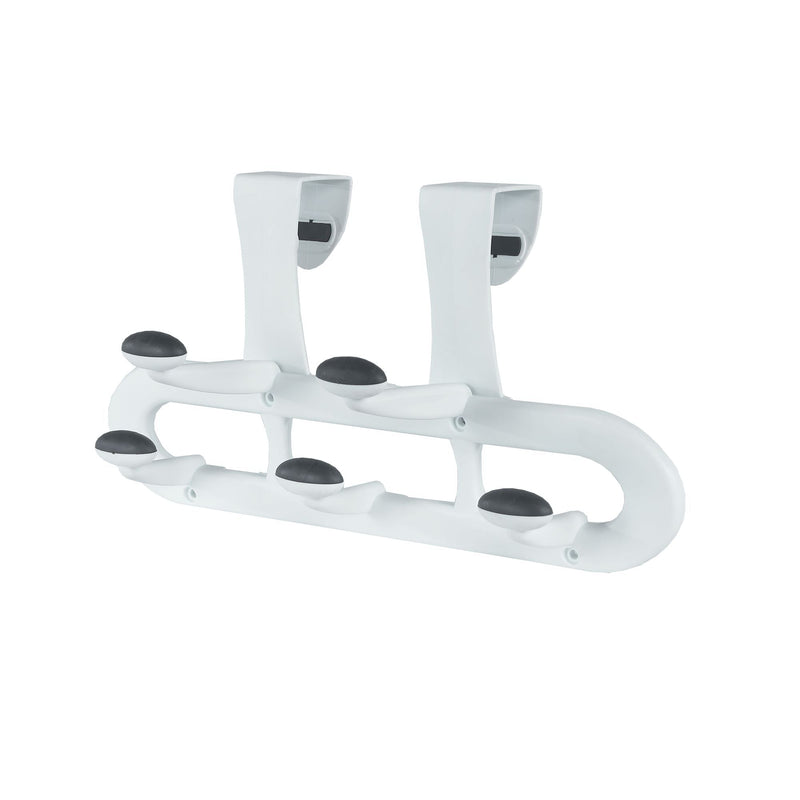 Plastic 5-Hook Over the Door Hook, White, 13-in I7565