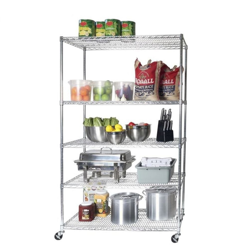 5-Tier Heavy Duty Shelving, 48-in x 24-in x 72-in, Chrome X1034