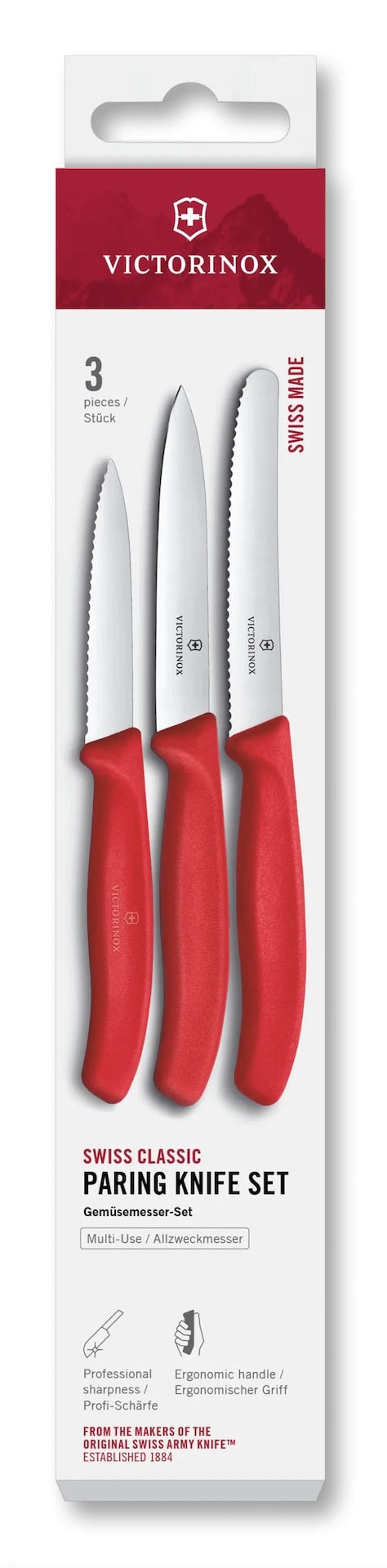 Paring Knife Set with Non-Slip Handles, 3-pc