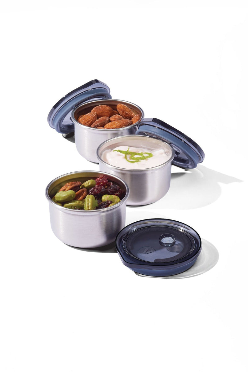 Leakproof Stainless Steel Mini Food Storage Pots and Lids, 3 Count C3399
