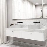 Anvil Round White Composite Bathroom Sink/Basin Set with Cass Wall Mount Faucet and Pop-Up Drain