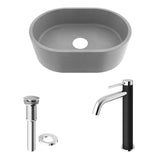 Giralda Gothic Grey Bathroom Sink/Basin Set with Lexington Faucet and Oval Composite Vessel
