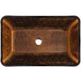 Glass Rectangular Vessel Bathroom Sink/Basin with Rounded Edges & Deep Bowl, Russet