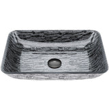 Glass Rectangular Vessel Bathroom Sink/Basin with Rounded Edges & Deep Bowl, Titanium