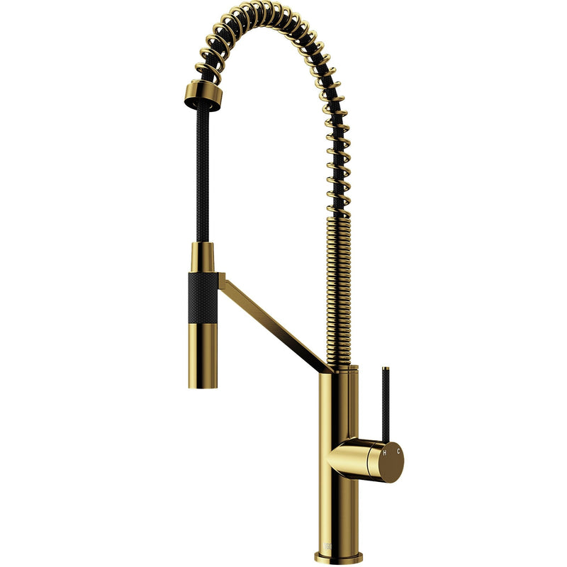 Livingston Single Handle Magnetic Pull Down Sprayer Kitchen Faucet with cFiber, Matte Gold Q1261