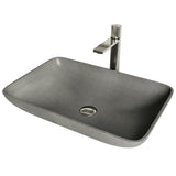 Lorca Grey Bathroom Sink/Basin Set with Gotham Faucet and Rectangular Vessel