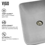 Lorca Grey Bathroom Sink/Basin Set with Gotham Faucet and Rectangular Vessel
