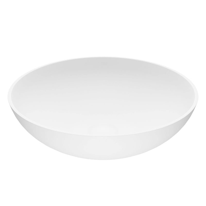 Lotus Matte Stone Round Composite Vessel Bathroom Sink/Basin with Deep Bowl, White M9130