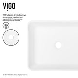 Marigold Matte Stone Rectangular Composite Vessel Bathroom Sink/Basin with Rounded Edges & Deep Bowl, White