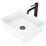 Marigold Matte White Bathroom Sink/Basin Set with Lexington Faucet and Rectangular Composite Vessel