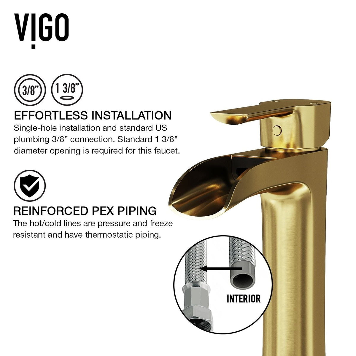 Niko Single Handle Single-Hole Bathroom Vessel Faucet in Matte Brushed Gold