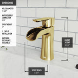 Paloma Single Handle Single Hole Bathroom Sink Faucet, WaterSense Certified, Matte Gold