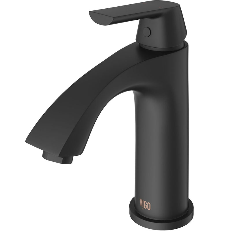 Penela Single Handle Single Hole Bathroom Sink Faucet, Matte Black V6806