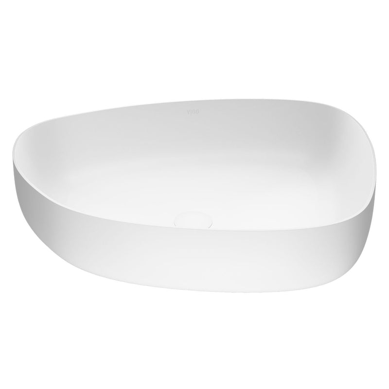 Peony Matte Stone Novelty Composite Vessel Bathroom Sink/Basin with Deep Bowl, White G8964