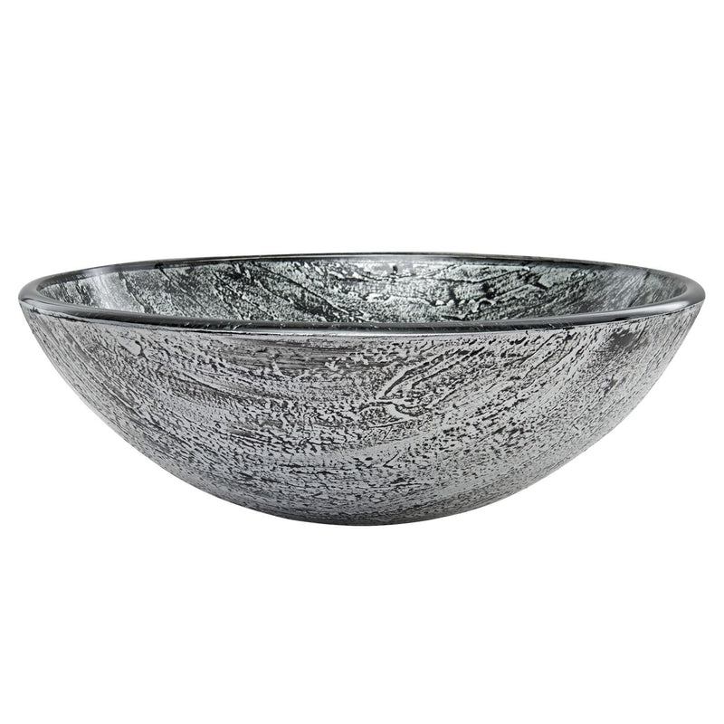 Round Glass Vessel Bathroom Sink/Basin with Deep Bowl, Titanium I8698