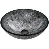 Round Glass Vessel Bathroom Sink/Basin with Deep Bowl, Titanium