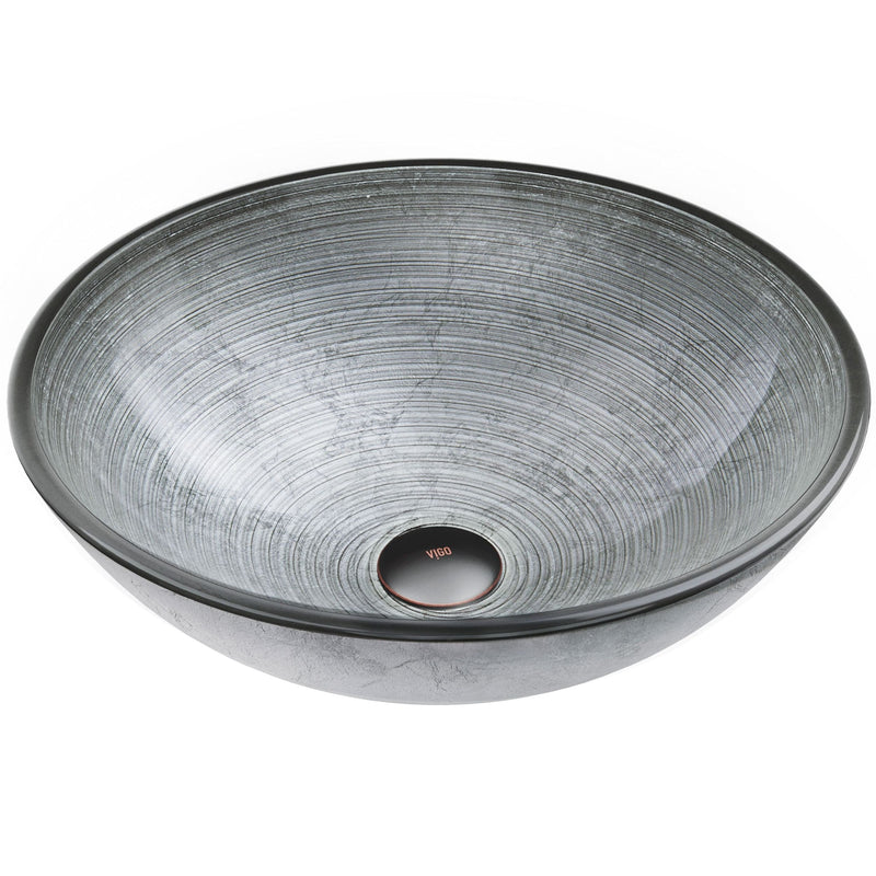 Simply Glass Round Vessel Bathroom Sink/Basin with Deep Bowl, Gray C6145