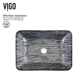 Titanium Glass Slate Grey Bathroom Sink/Basin Set with Lexington Faucet and Rectangular Vessel