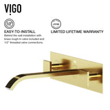 Titus Wall Mount Dual Handle Bathroom Sink Faucet, Eco-Friendly 1.2 GPM Flow Rate, Matte Brushed Gold