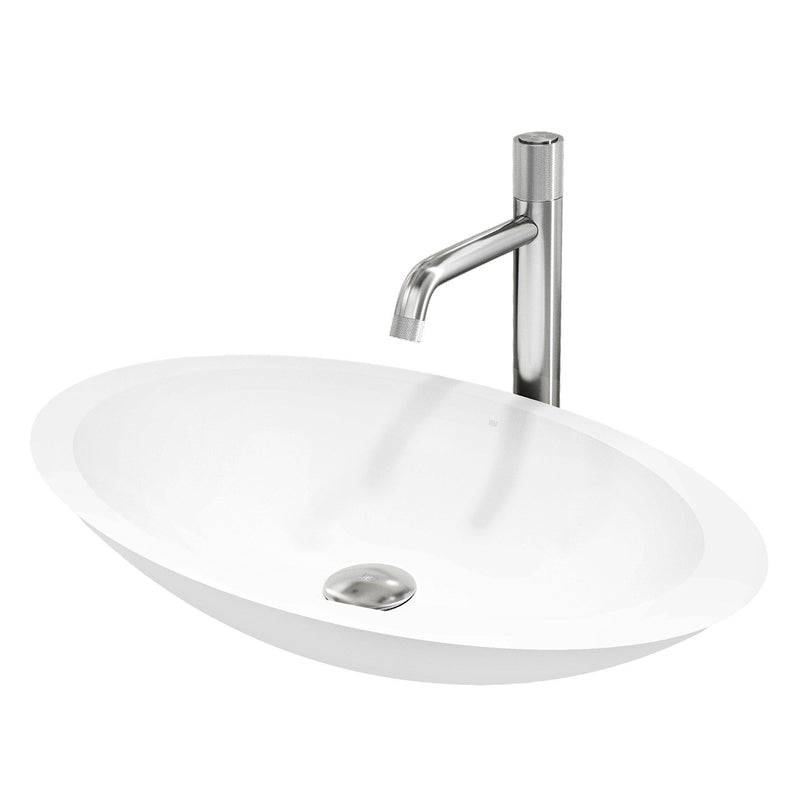 Wisteria White Bathroom Sink/Basin Set with Apollo Faucet and Oval Composite Vessel T4506