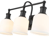 Bryant 3-Light Vanity Light, Black with Opal Shade