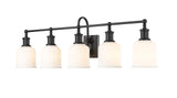 Bryant 5-Light Vanity Light, Black with Opal Shade