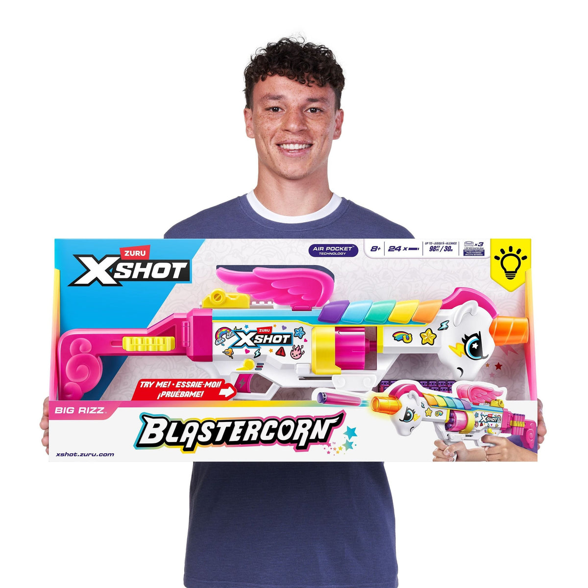 Big Rizz Blastercorn Foam Dart Toy Blaster with 24 Darts